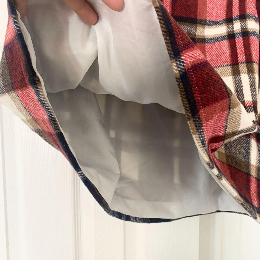NWT (i) Plus Size 2XL XXL Red Cream Plaid Zipper Fly Tweed Mini Skirt Wool Blend - Picture 4 of 7